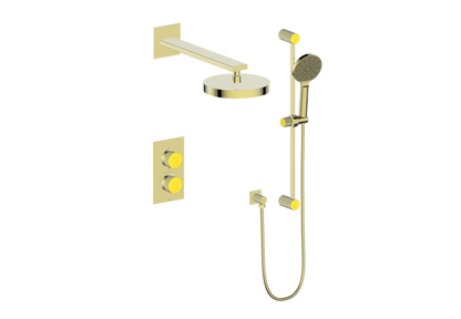 Vogt Mond Ensemble de finition de système de douche thermostatique à 2 voies uniquement, or brossé