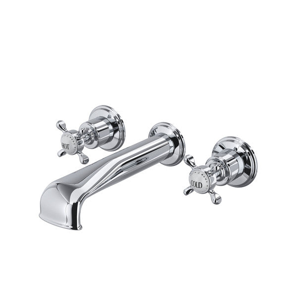 Perrin & Rowe Edwardian Wall Mount Tub Filler Trim With U-Spout Cross Handle