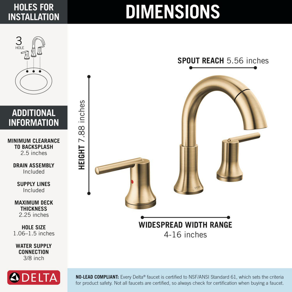 Delta Trinsic Two Handle Widespread Pull Down Bathroom Faucet - 3559-PD-DST