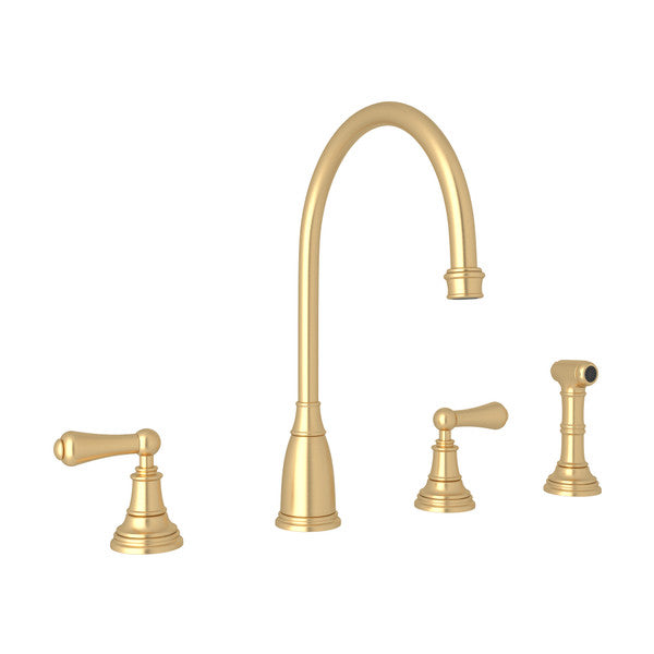 Perrin & Rowe Georgian Era Two Handle Kitchen Faucet With Side Spray Lever Handles