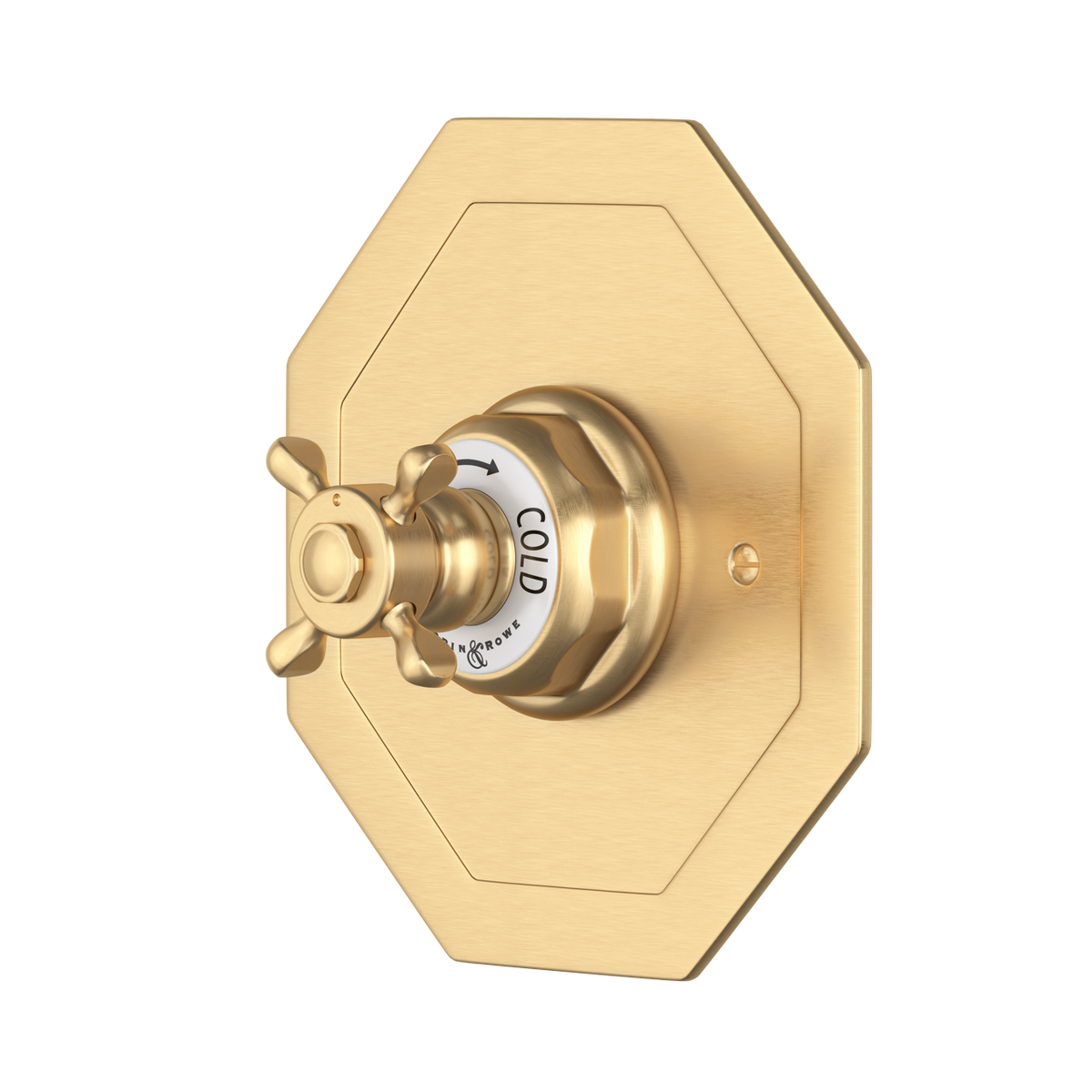 Perrin & Rowe Edwardian 3/4" Octagonal Thermostatic Trim Without Volume Control, Cross Handle