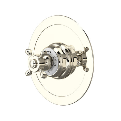 Perrin & Rowe Edwardian 3/4" Round Thermostatic Trim Without Volume Control, Cross Handle