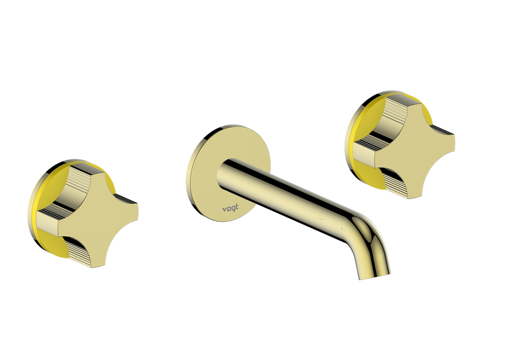 Vogt Mond 8" C.C. Wall-Mount Lavatory Faucet in Brushed Gold, With Rough-In