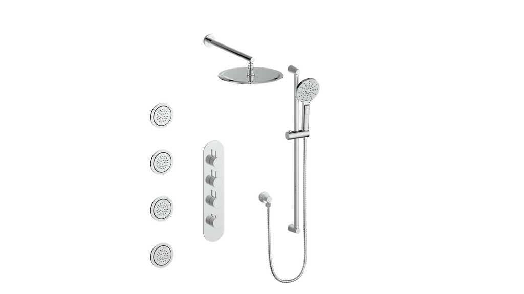 Vogt Wörgl 3⁄4” High-Flow Thermostatic Shower System With Body Jets - SET.WL.350.930