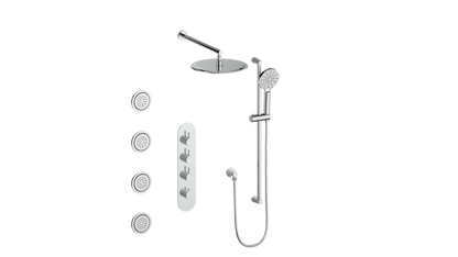 Vogt Wörgl 3⁄4” High-Flow Thermostatic Shower System With Body Jets - SET.WL.350.930