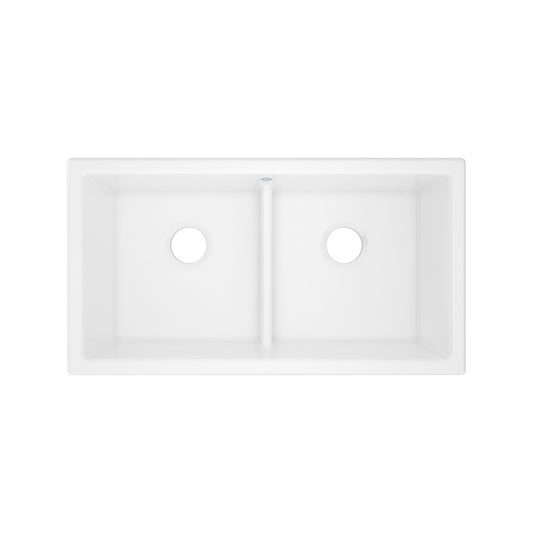 Shaws Shaker 33" Double Bowl Undermount Fireclay Kitchen Sink - MSUM3318LD