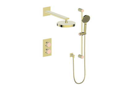 Vogt Mond 2-Way Thermostatic Shower System With Rough-In Valve, Brushed Gold