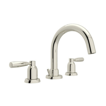 Perrin & Rowe Holborn 3-Hole Tubular C-Spout Widespread Bathroom Faucet Lever Handle