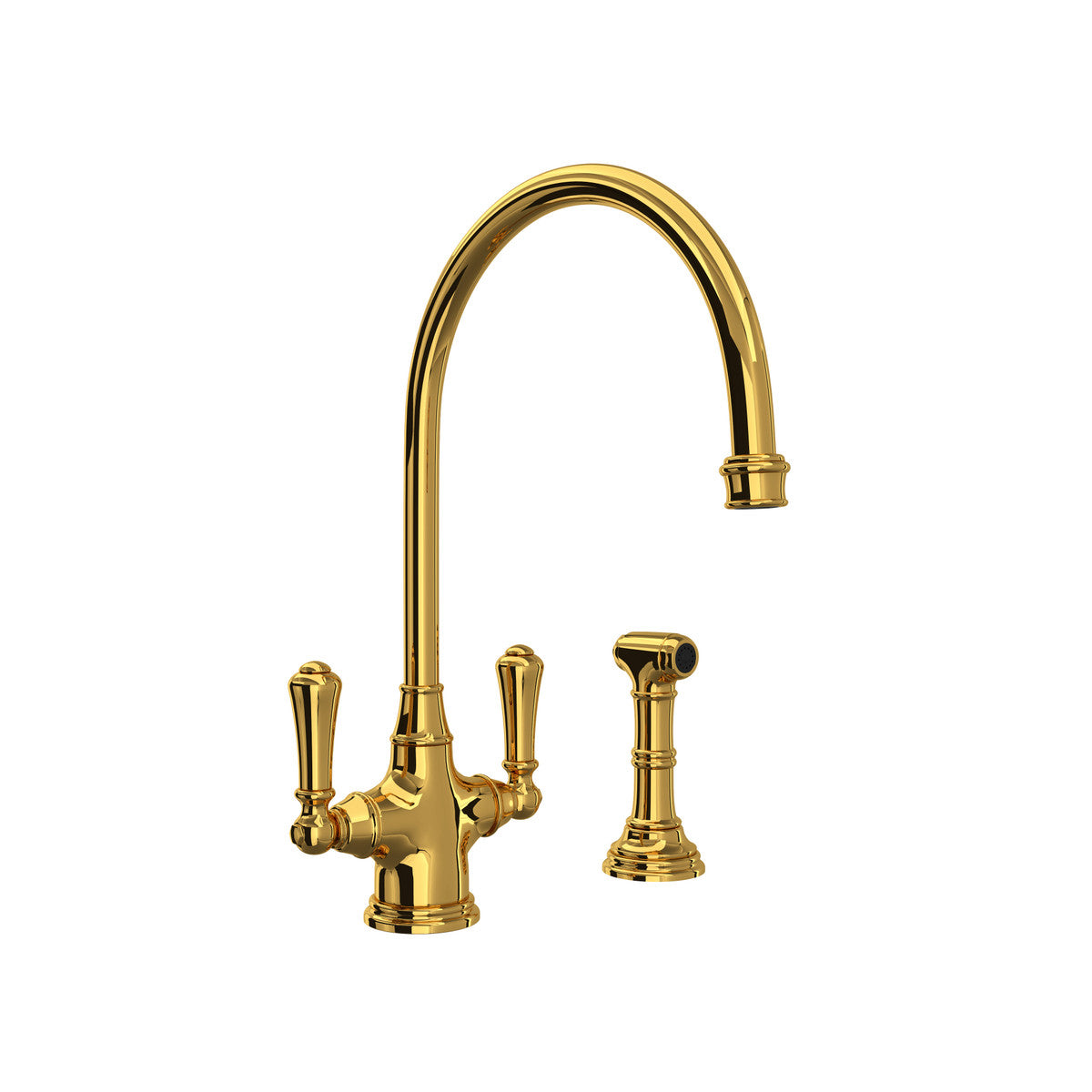 Perrin & Rowe Georgian Era Two Handle Kitchen Faucet With Side Spray 1.8 GPM