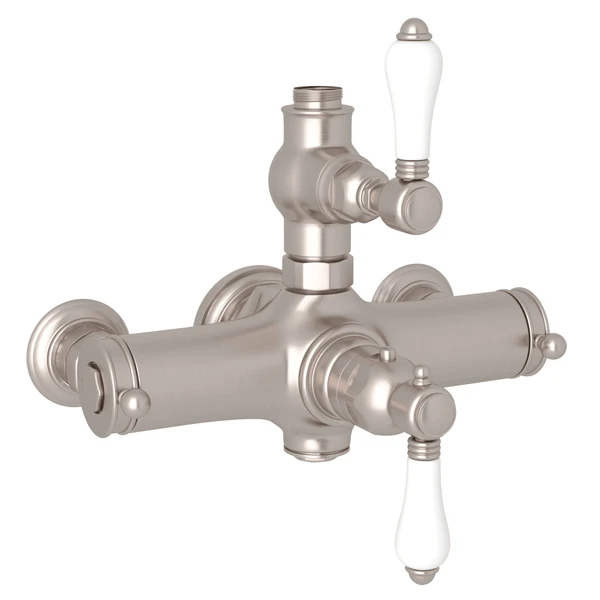 Rohl Acqui Exposed Therm Valve With Volume And Temperature Control, Porcelain Lever Handles - A4917LP