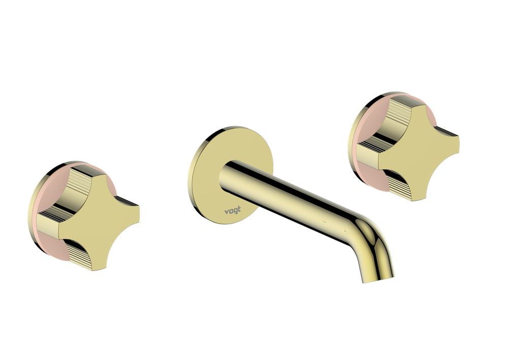 Vogt Mond 8" C.C. Wall-Mount Lavatory Faucet in Brushed Gold, With Rough-In