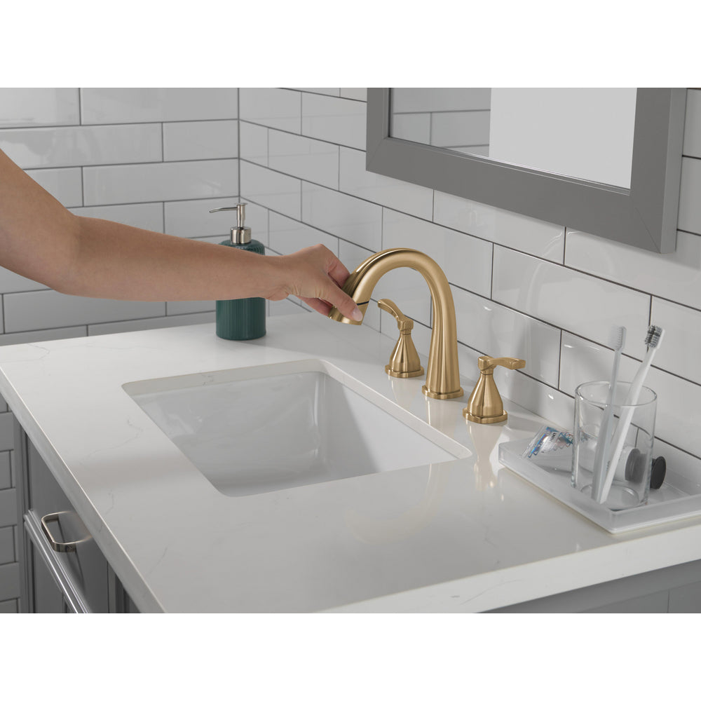 Delta Stryke Two Handle Widespread Pull Down Bathroom Faucet
