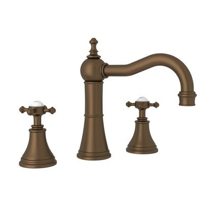 Perrin & Rowe Georgian Era Widespread Lavatory Faucet With Column Spout, With Cross Handle