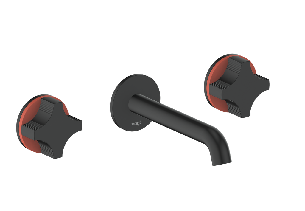 Vogt Mond 8" C.C. Wall-Mount Lavatory Faucet in Matte Black, With Rough-In