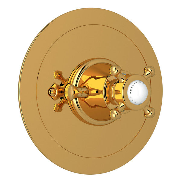 Perrin & Rowe Georgian Era 3/4" Round Thermostatic Trim Without Volume Control, Cross Handle