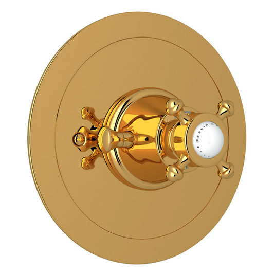 Perrin & Rowe Georgian Era 3/4" Round Thermostatic Trim Without Volume Control, Cross Handle
