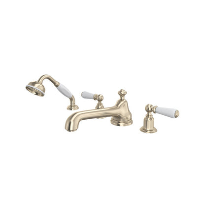 Perrin & Rowe Edwardian 4-Hole Deck Mount Tub Filler With Low Spout Lever Handle