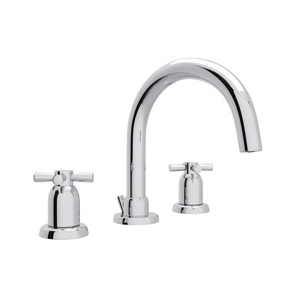 Perrin & Rowe Holborn 3-Hole Tubular C-Spout Widespread Bathroom Faucet Cross Handle