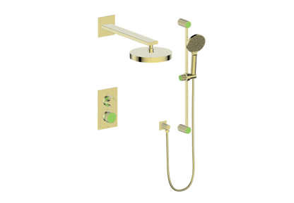 Vogt Mond 2-Way Thermostatic Shower System With Rough-In Valve, Brushed Gold