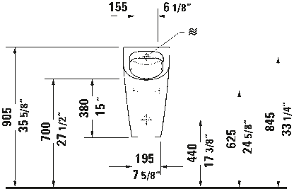 Duravit ME by Starck Wall-Mounted Rimless Urinal
