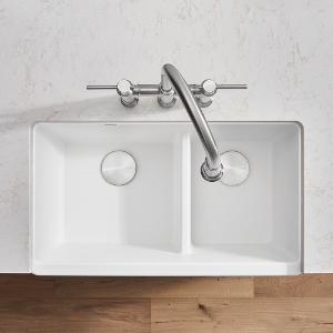 Blanco Ikon 33 Double Bowl Low Divide Undermount Apron Front Silgranit Kitchen Sink