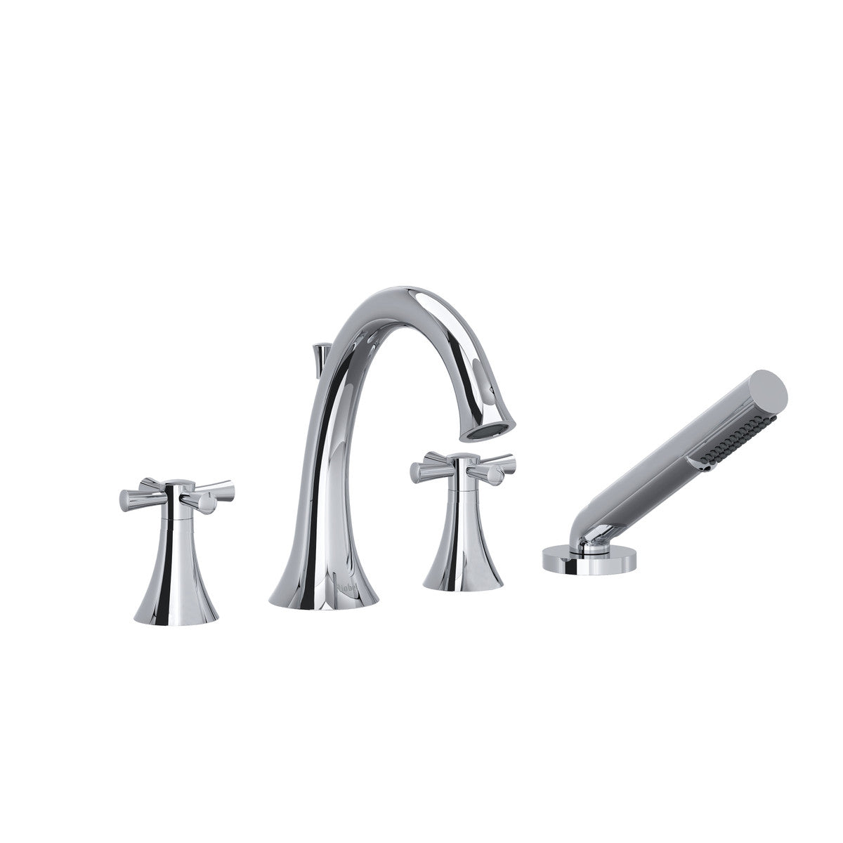 Riobel Edge 4-Hole Deck Mount Tub Filler With Cross Handles