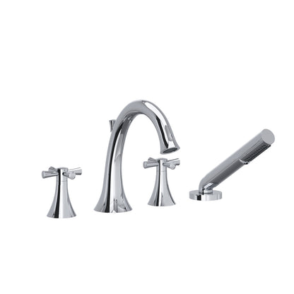 Riobel Edge 4-Hole Deck Mount Tub Filler With Cross Handles