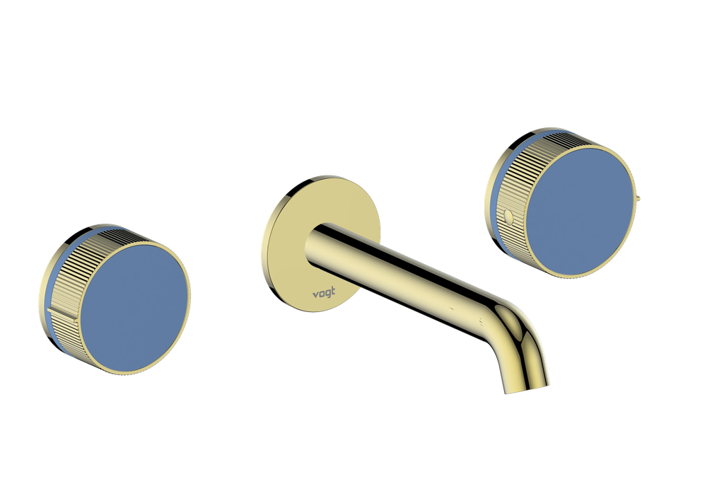 Vogt Mond 8" C.C. Wall-Mount Lavatory Faucet in Brushed Gold, With Rough-In