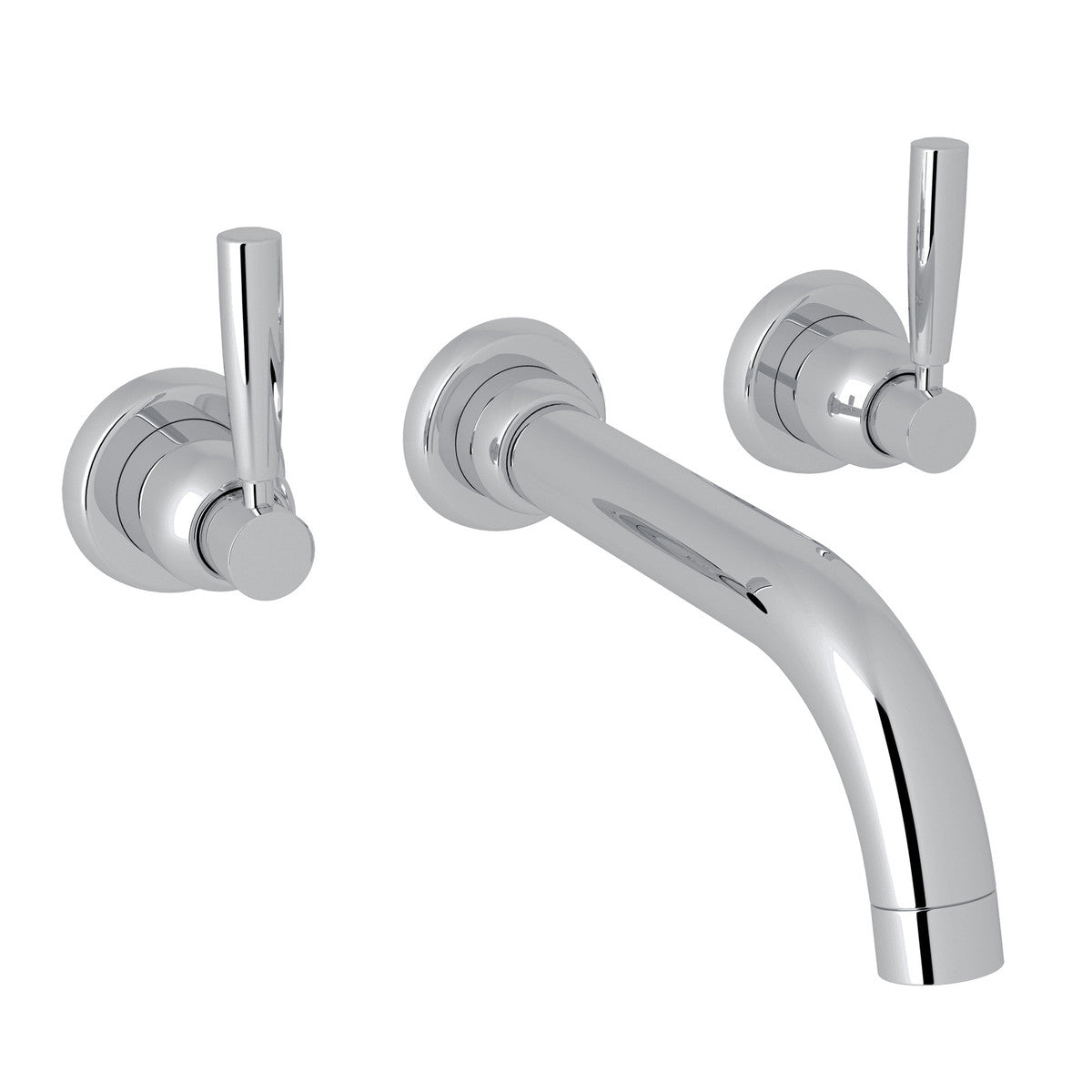 Perrin & Rowe Holborn Wall Mount 3-Hole Tubular Spout Tub Filler Trim, Lever Handle