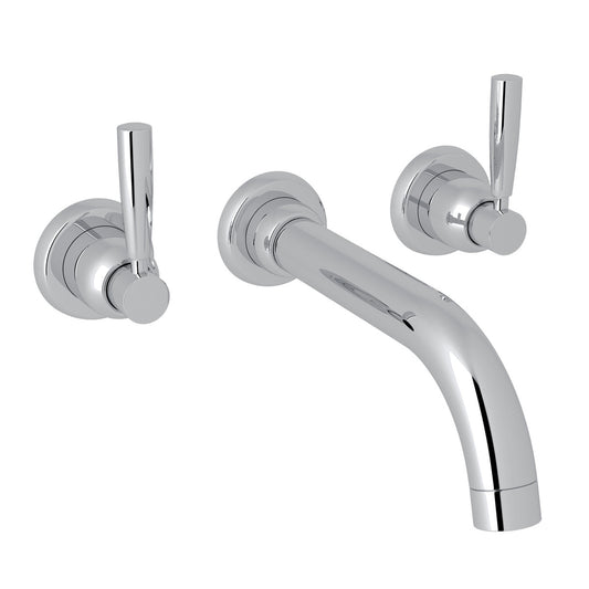 Perrin & Rowe Holborn Wall Mount 3-Hole Tubular Spout Tub Filler Trim, Lever Handle