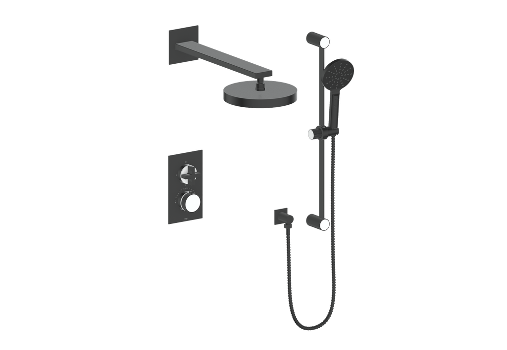 Vogt Mond 2-Way Thermostatic Shower System With Rough-In Valve, Matte Black