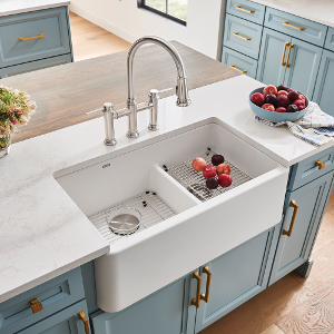 Blanco Ikon 33 Double Bowl Low Divide Undermount Apron Front Silgranit Kitchen Sink