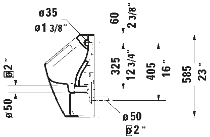 Duravit ME by Starck Wall-Mounted Rimless Urinal