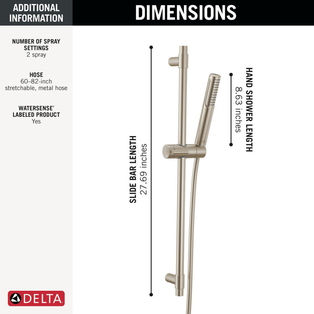Delta 51537 Bonacci 2-Setting Hand Shower with ProClean Spray - Slide Bar Mount