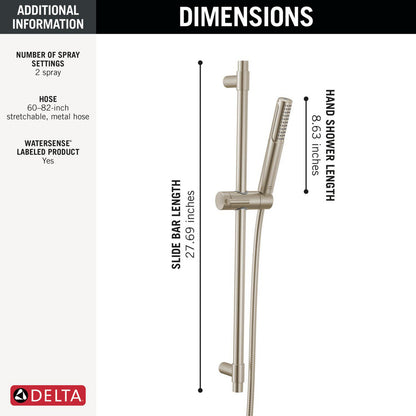 Delta 51537 Bonacci 2-Setting Hand Shower with ProClean Spray - Slide Bar Mount