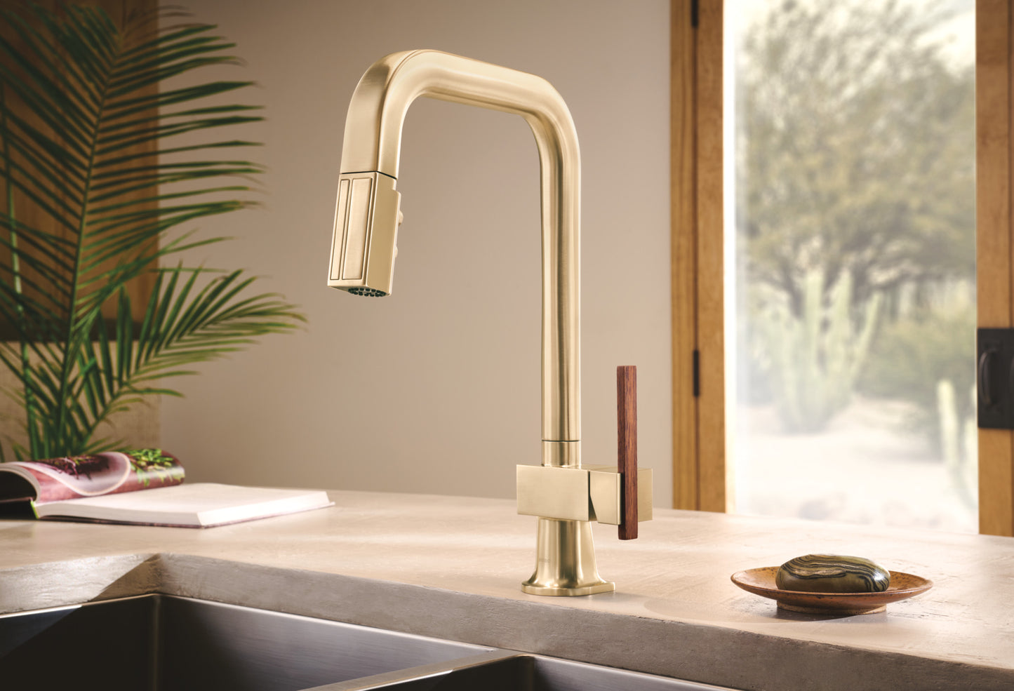 Brizo Frank Lloyd Wright Pull-Down Kitchen Faucet Offset Wood Lever Handle Kit - HLK023-WD