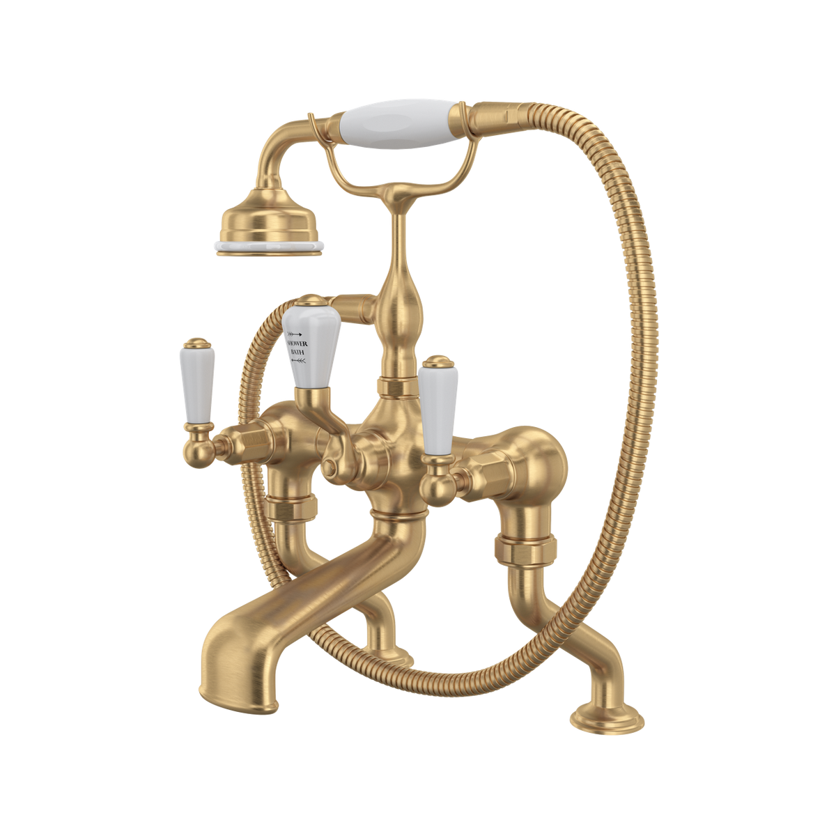 Perrin & Rowe Edwardian Exposed Deck Mount Tub Filler With Handshower, Lever Handle