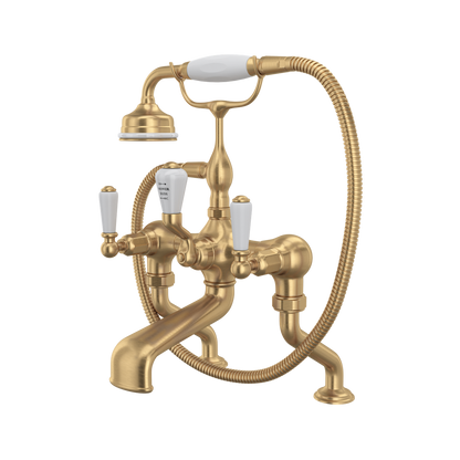 Perrin & Rowe Edwardian Exposed Deck Mount Tub Filler With Handshower, Lever Handle