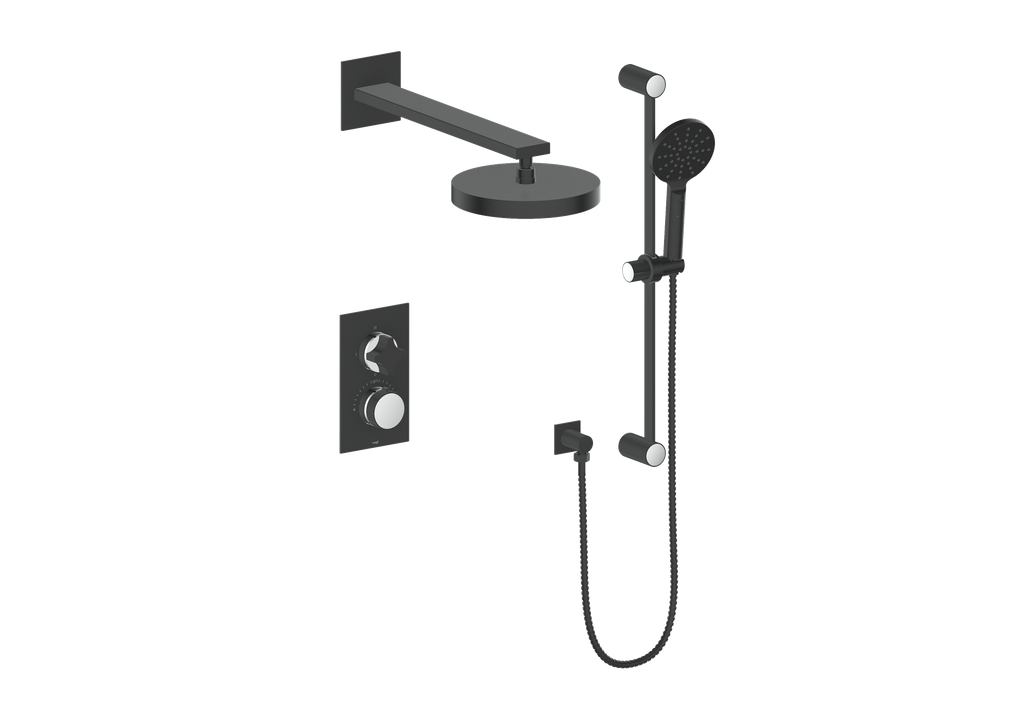Vogt Mond 2-Way Thermostatic Shower System With Rough-In Valve, Matte Black