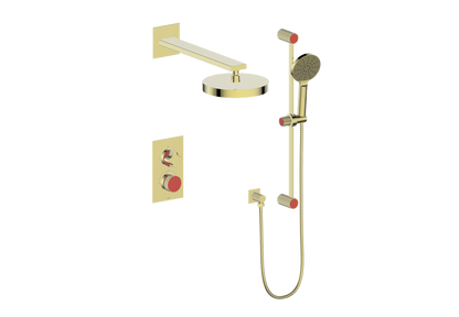 Vogt Mond 2-Way Thermostatic Shower System With Rough-In Valve, Brushed Gold