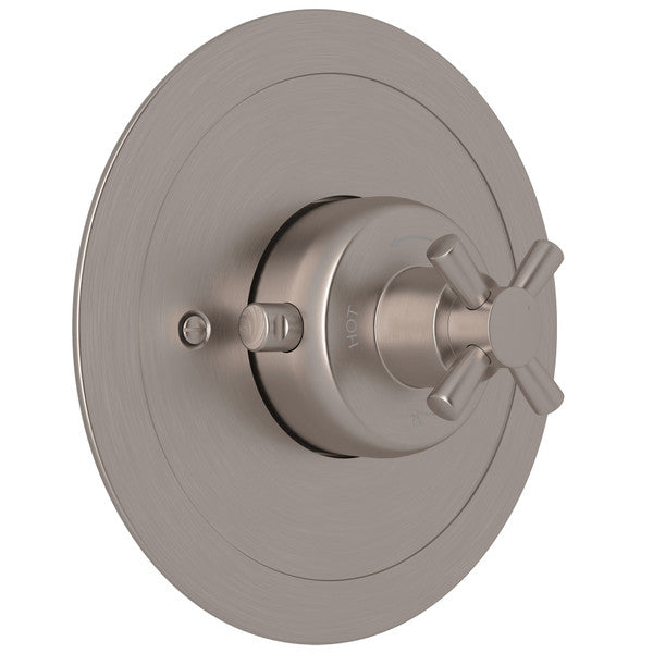 Perrin & Rowe Holborn 3/4" Round Thermostatic Trim Without Volume Control, Cross Handle