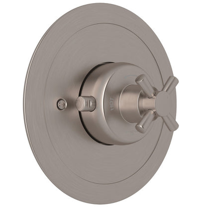 Perrin & Rowe Holborn 3/4" Round Thermostatic Trim Without Volume Control, Cross Handle