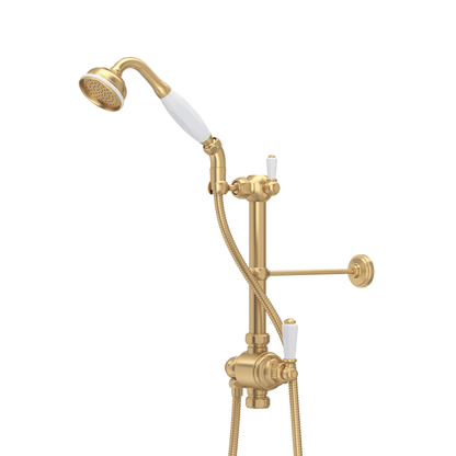Perrin & Rowe Riser Diverter, Handshower, Handshower Holder, Hose And 8" Thermostatic Outlet