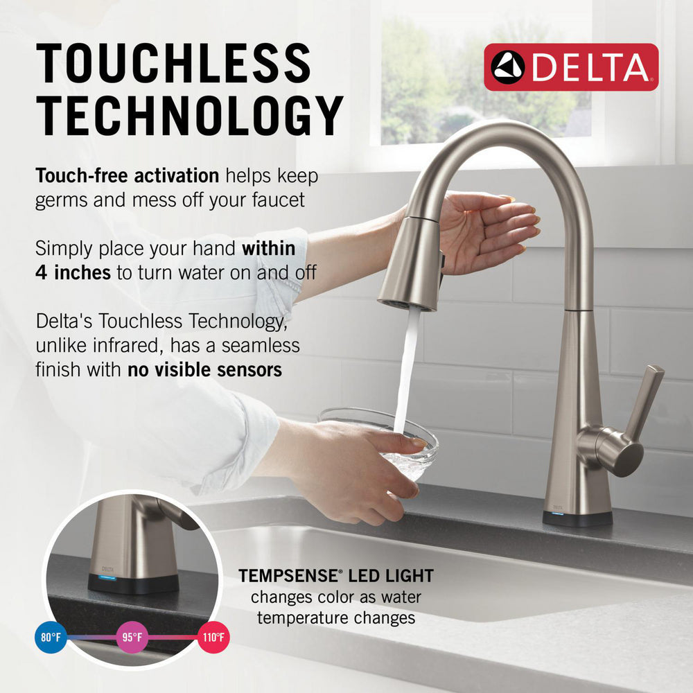 Robinet de cuisine Delta Lenta Touchless avec douchette extractible