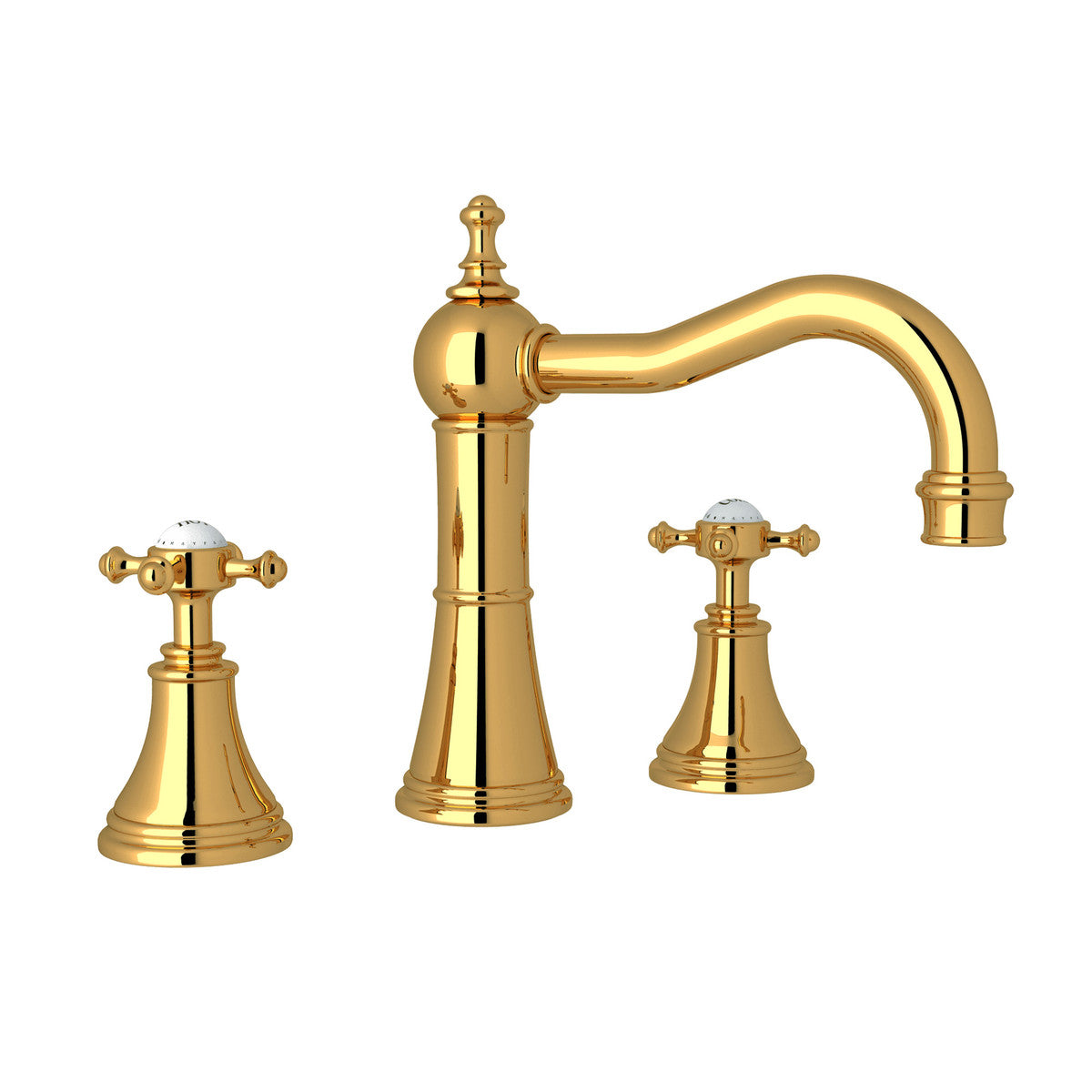 Perrin & Rowe Georgian Era Widespread Lavatory Faucet With Column Spout, With Cross Handle