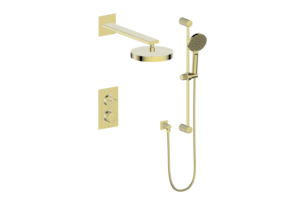 Vogt Mond 2-Way Thermostatic Shower System With Rough-In Valve, Brushed Gold