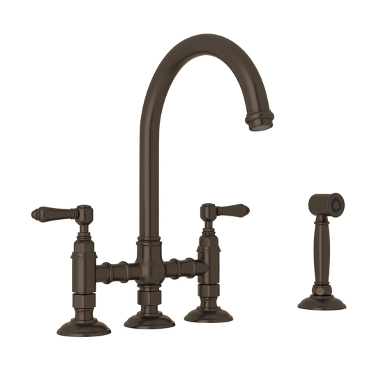 Rohl Acqui Bridge Kitchen Faucet With Side Spray & Lever Handles A1461LMWS-2