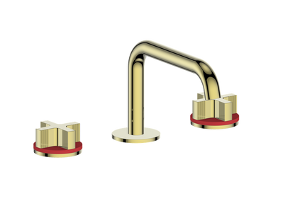 Vogt Mond 8" C.C. Lavatory Faucet With Pop-Up Drain Angular Spout in Gold