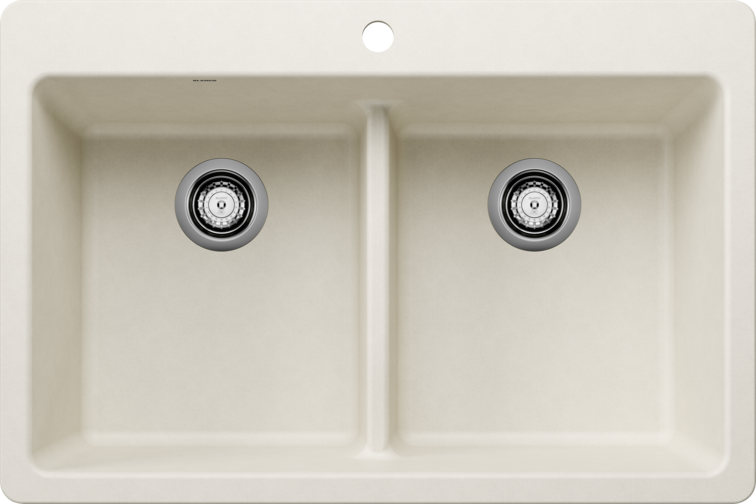 Blanco Liven Silgranit 33" 50/50 Double Bowl Dual Mount Kitchen Sink With Low Divide
