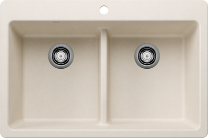 Blanco Liven Silgranit 33" 50/50 Double Bowl Dual Mount Kitchen Sink With Low Divide